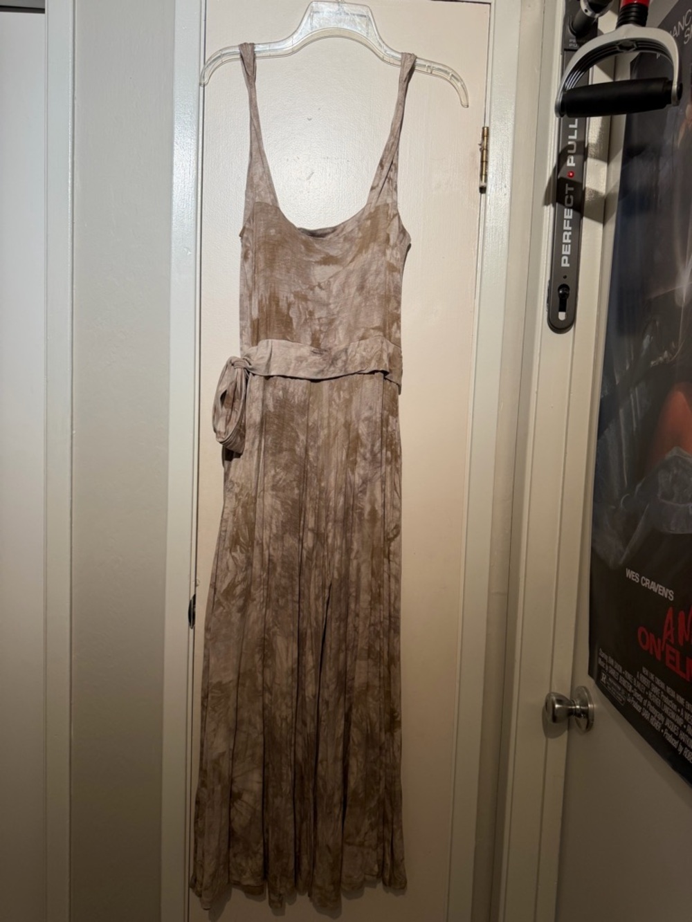 Women's Taupe Tie-Dye Jumpsuit with Waist Sash